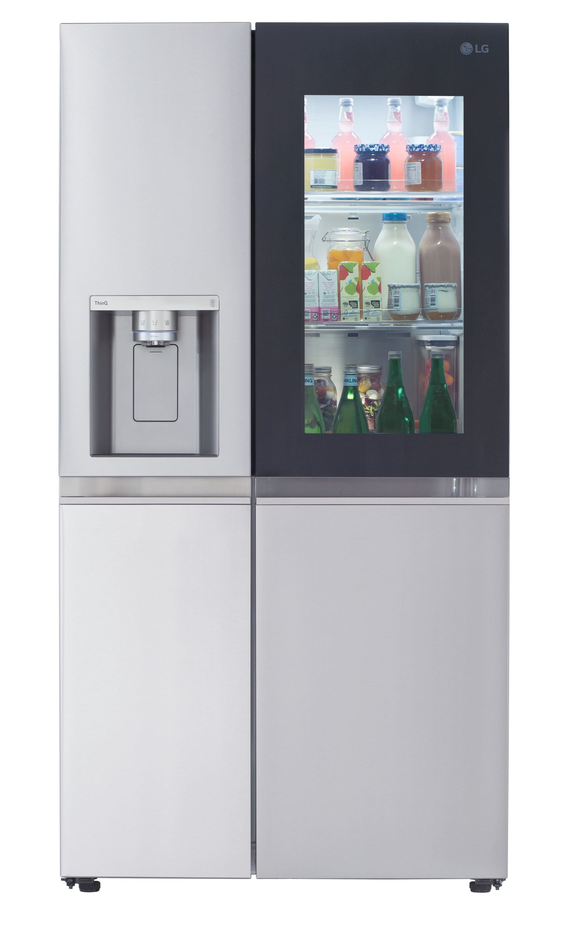 LG InstaView Craft Ice 27.1-cu ft Side-by-Side Refrigerator Smart Compatible with Dual Ice Maker ,Water and Ice Dispenser ( PrintProof Stainless Steel ) ENERGY STAR Certified
