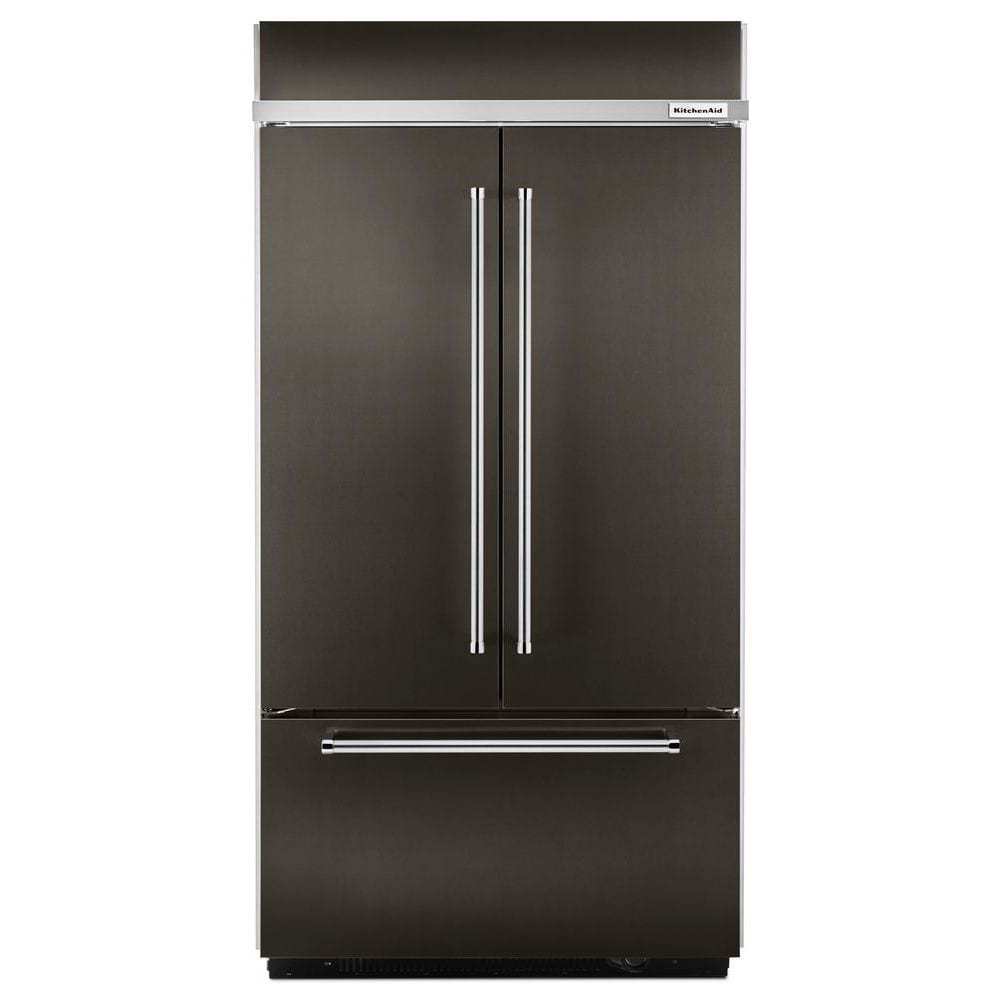 KitchenAid Standard-Depth 24.2-cu ft 3 -Door Built-In French Door Refrigerator with Ice Maker ( Black Stainless with PRINTSHIELD ) ENERGY STAR Certified