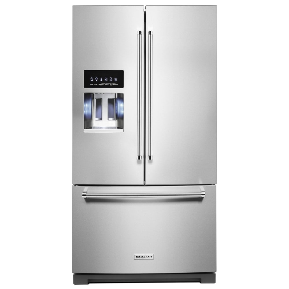 KitchenAid Standard-Depth 27-cu ft 3 -Door French Door Refrigerator with Ice Maker with Water and Ice Dispenser ( Stainless Steel with PrintShield Finish ) ENERGY STAR Certified