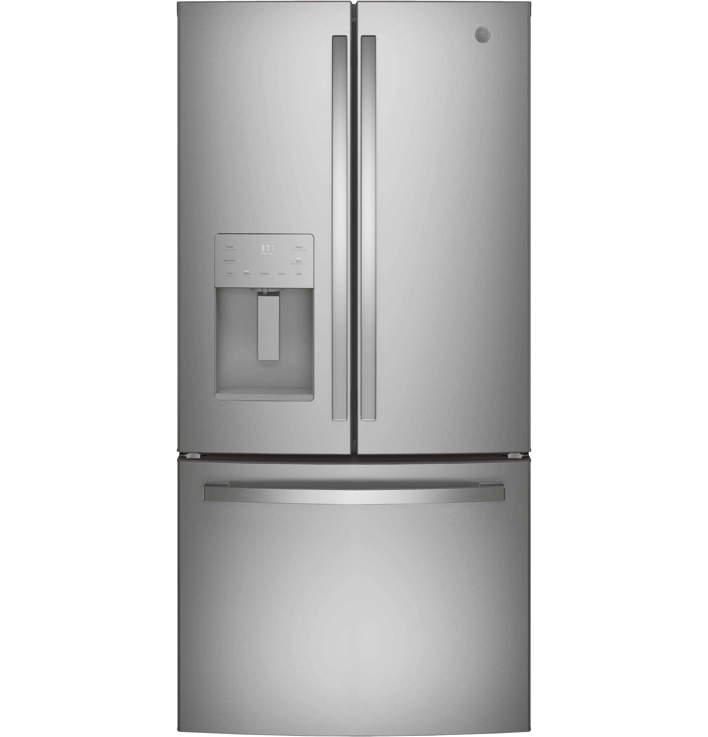 GE Counter-Depth 17.5-cu ft 3 -Door French Door Refrigerator with Ice Maker with Water and Ice Dispenser ( Stainless Steel ) ENERGY STAR Certified