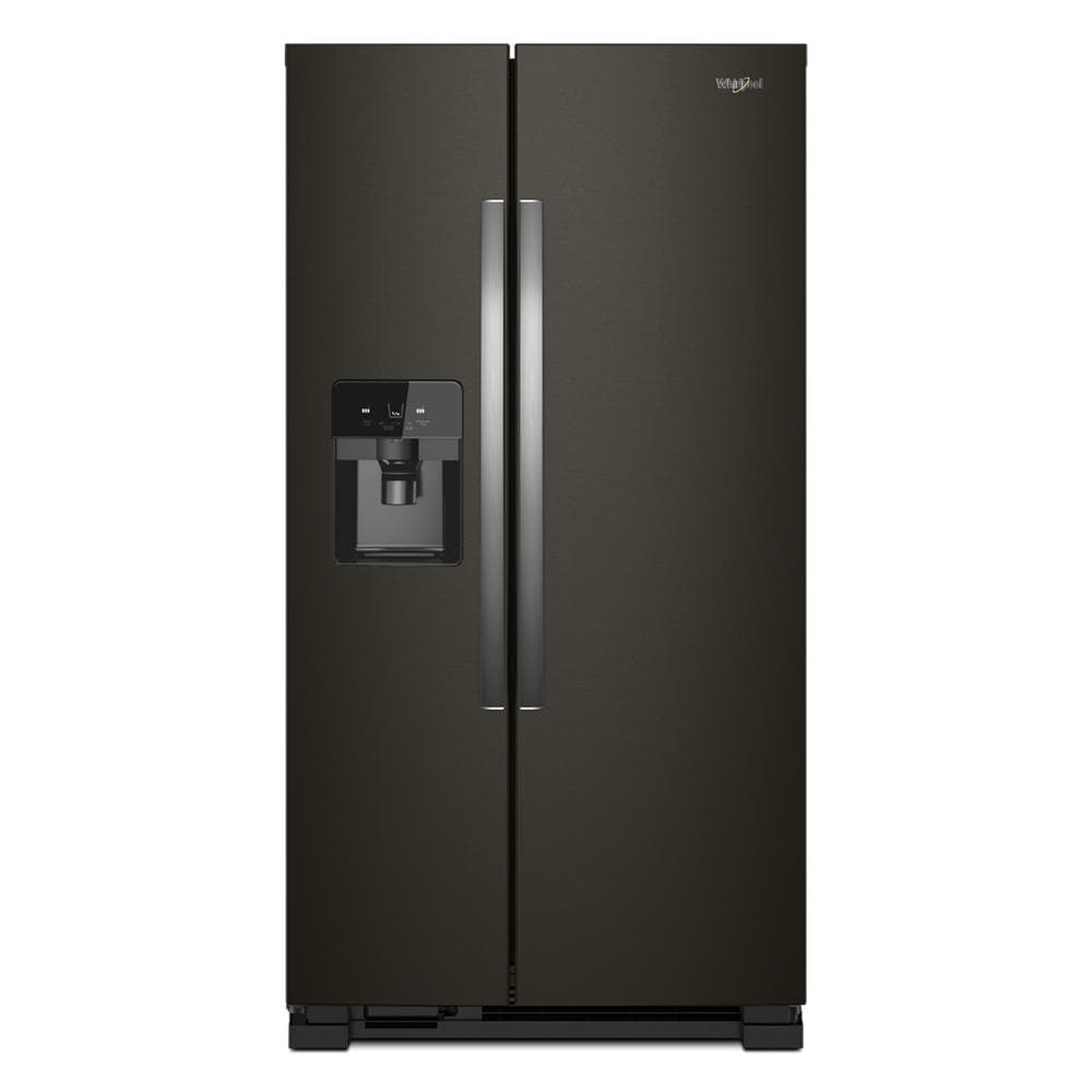 Whirlpool In-Door Can Caddy 21.4-cu ft Side-by-Side Refrigerator with Ice Maker ,Water and Ice Dispenser ( Fingerprint Resistant Black Stainless )