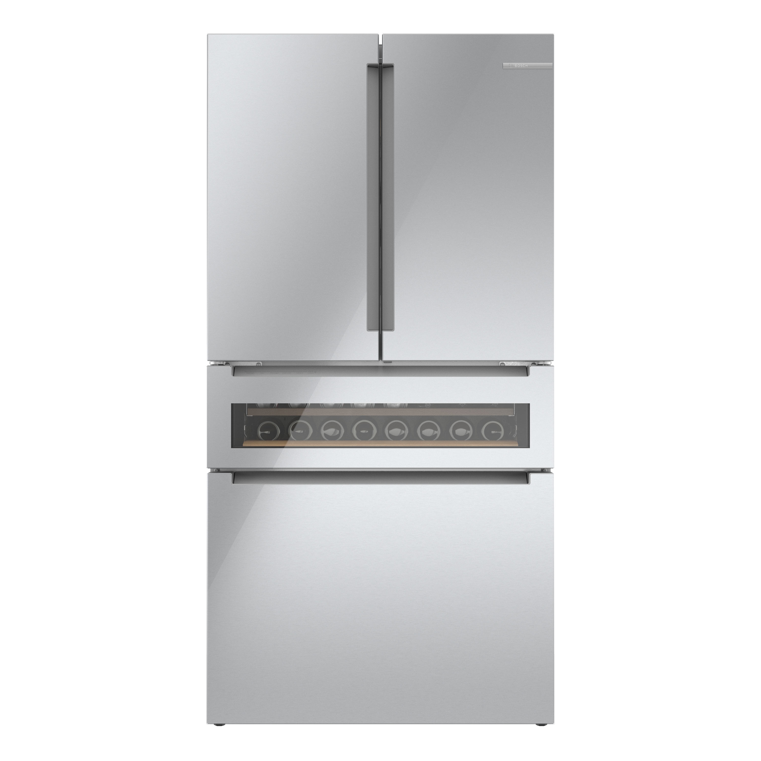 Bosch Counter-Depth 800 Series 21-cu ft 4 -Door French Door Refrigerator with Ice Maker ( Stainless steel ) ENERGY STAR Certified