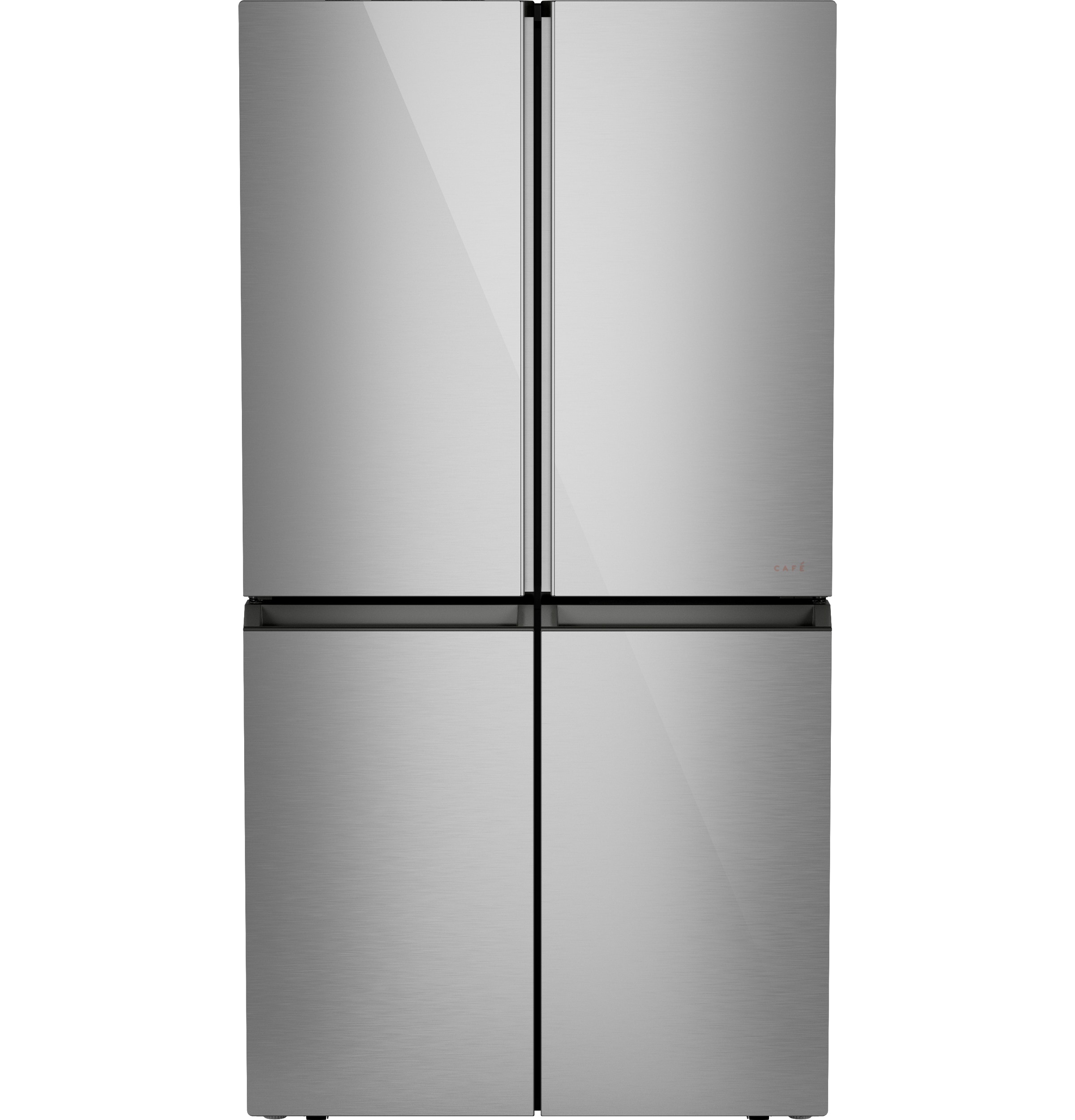Cafe Counter-Depth 22.9-cu ft 4 -Door Smart Compatible French Door Refrigerator with Ice Maker with Water Dispenser ( Platinum Glass ) ENERGY STAR Certified