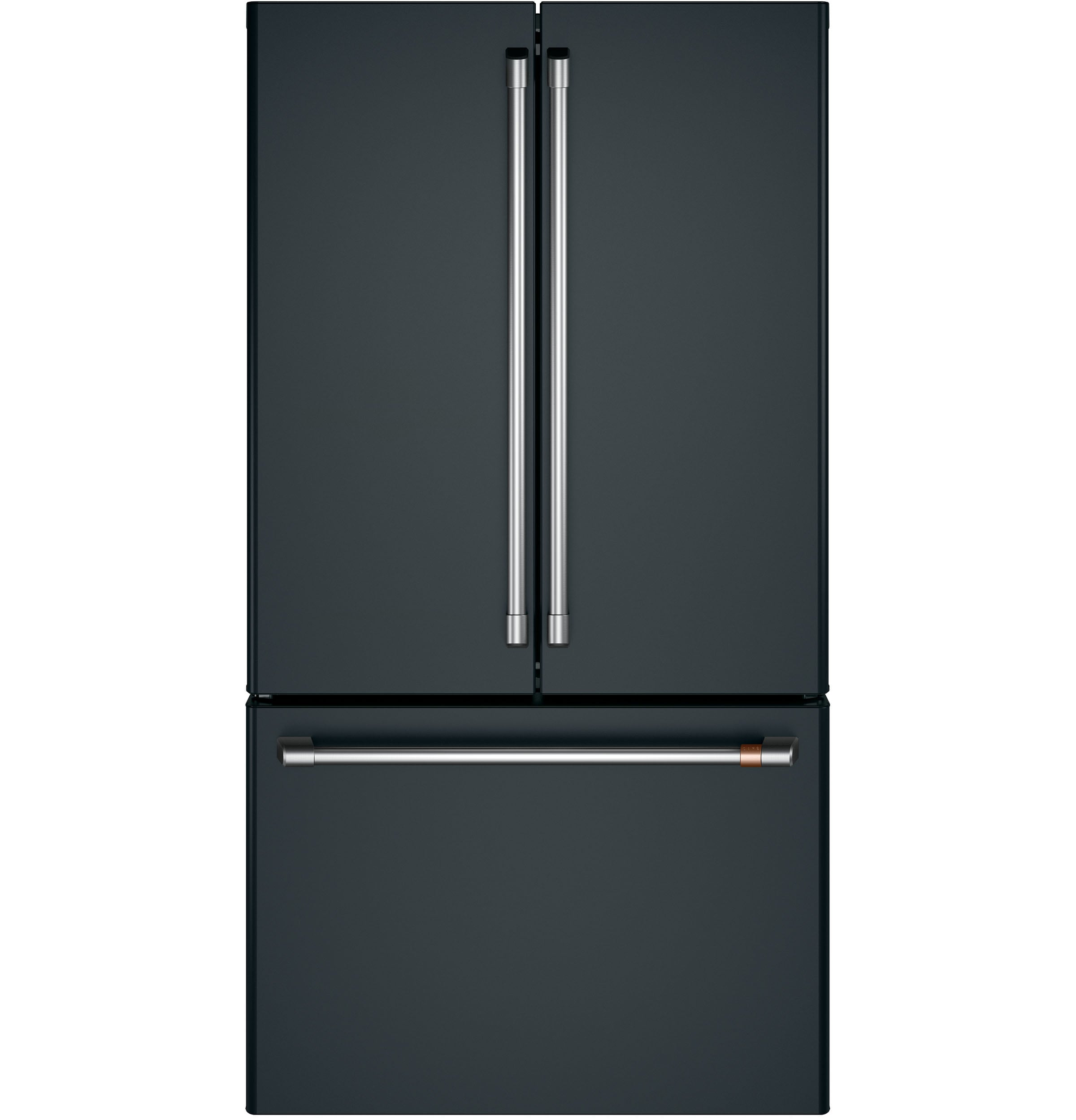Cafe Counter-Depth 23.1-cu ft 3 -Door Smart Compatible French Door Refrigerator with Ice Maker with Water Dispenser ( Matte Black ) ENERGY STAR Certified