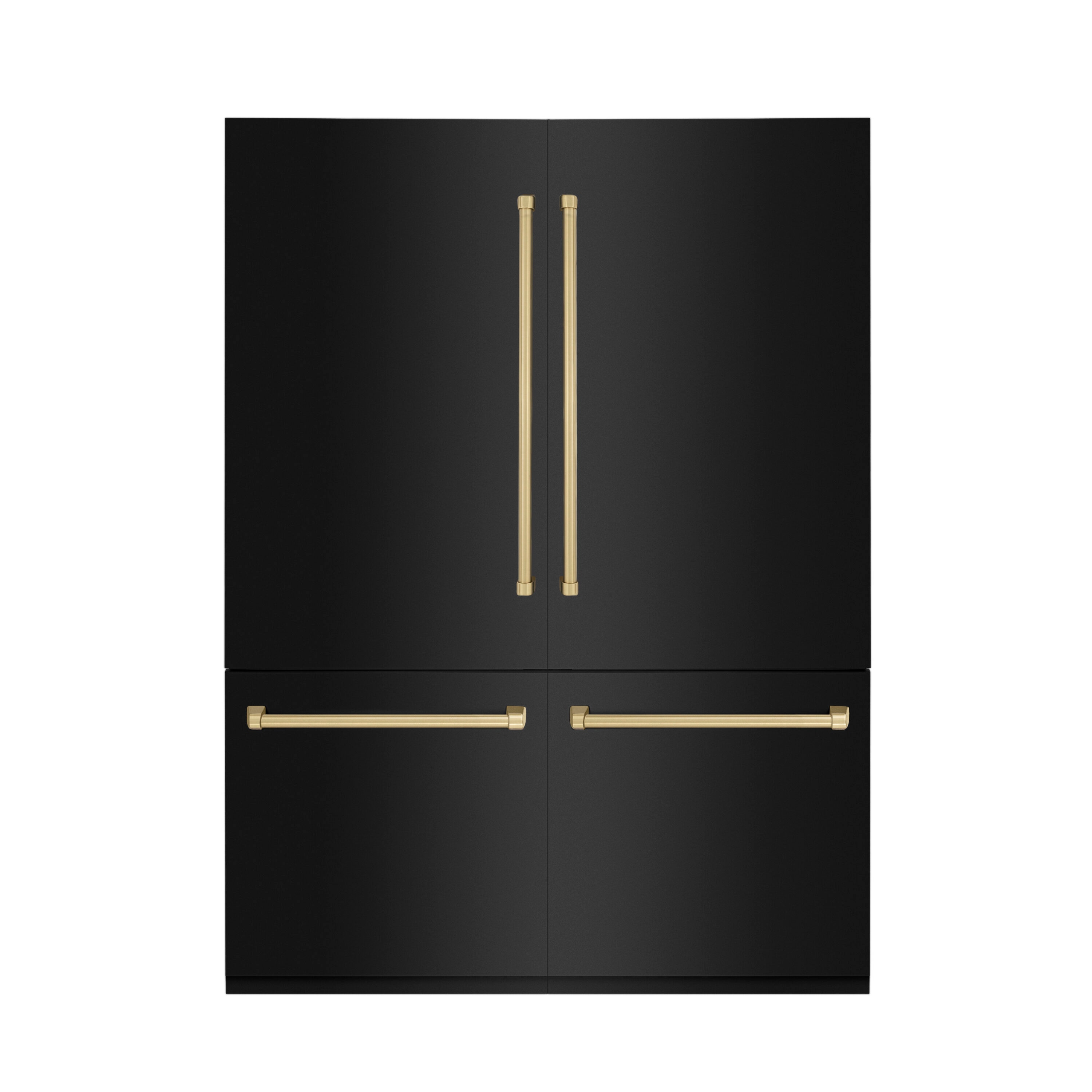 ZLINE KITCHEN & BATH Counter-Depth 32.2-cu ft 4 -Door Built-In French Door Refrigerator with Ice Maker with Water Dispenser ( Black Stainless Steel with Champagne Bronze accent Handles ) ENERGY STAR Certified